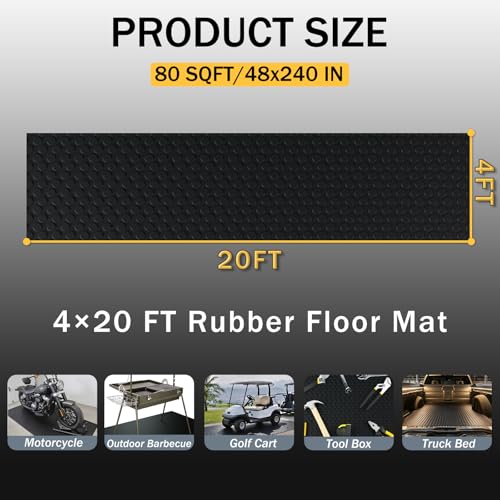 StellarStar 4x20 FT Garage Floor Mat, 2mm Thickened PVC Coin Pattern - color: Black(Coin), size: 4x20 FT