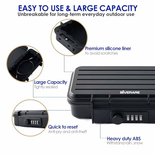 Portable Lock Box, 4-Digit Combination Safe Boxes with Detachable Cable, Anti-Theft Security Lockbox Outdoor, Small Resettable Personal Password Cash Case for Travel, Hotel, Dorm, Beach, Gym