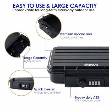 Portable Lock Box, 4-Digit Combination Safe Boxes with Detachable Cable, Anti-Theft Security Lockbox Outdoor, Small Resettable Personal Password Cash Case for Travel, Hotel, Dorm, Beach, Gym