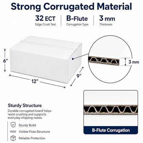 12x9x6 White Shipping Boxes, 25 Pack - size: 12x9x6 Inch
