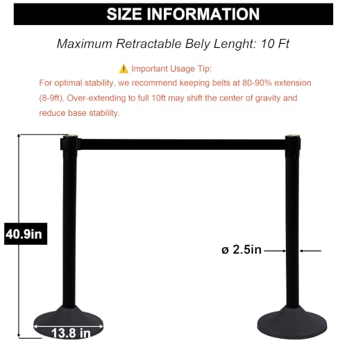 OrangeStar Crowd Control Stanchions, Heavy Duty Stanchion Set - color: Black, size: Style2-Round Rubber Base