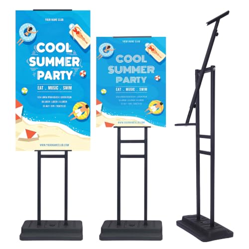 Water Fillable Poster & Board Stand, Adjustable Height Floor Sign Holder