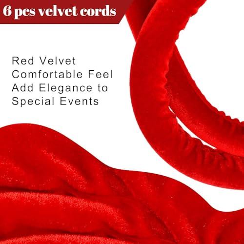 Velvet Stanchion Rope 5.25 Ft Crowd Control Barriers Safety Velvet Rope with Gold Hooks for Graduation Party, Movie Theaters Openings Hotels Carpet, Not Include Stanchion Pos(Size:12 Pack,Color:Red)