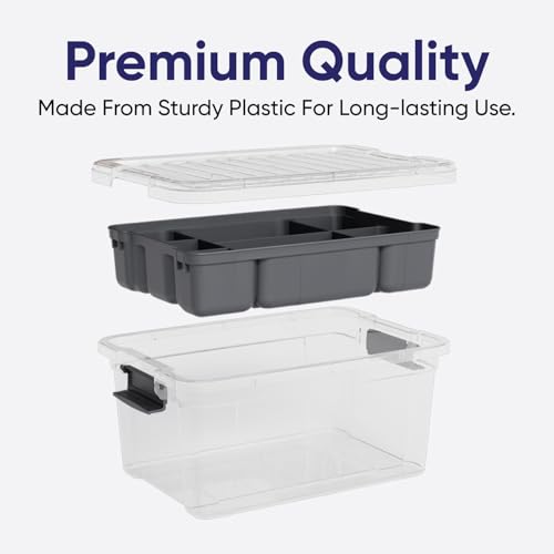 Superio Small Storage Container Organizing Bin with Removable Tray Plastic Tools, Sewing, Crafts Box, 3.5 Qt. - size: Mini 3.4 Qt. Deep