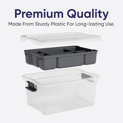Superio Small Storage Container Organizing Bin with Removable Tray Plastic Tools, Sewing, Crafts Box, 3.5 Qt. - size: Mini 3.4 Qt. Deep