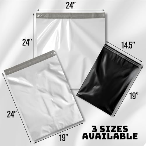 Poly Mailers 24x24 Inch - 100 Pack - Extra Large Poly Mailers for Clothing & Packages, Strong Adhesive Sealing Mailing Envelopes for Small Business, White - size: 24x24" 100 Pack (White)