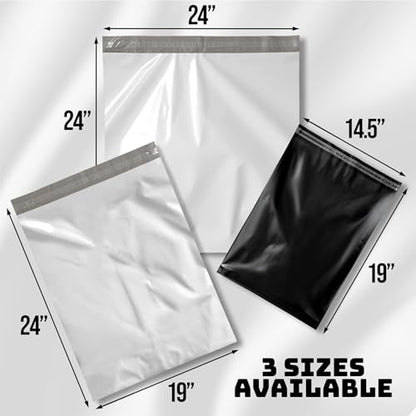 Poly Mailers 24x24 Inch - 100 Pack - Extra Large Poly Mailers for Clothing & Packages, Strong Adhesive Sealing Mailing Envelopes for Small Business, White - size: 24x24" 100 Pack (White)