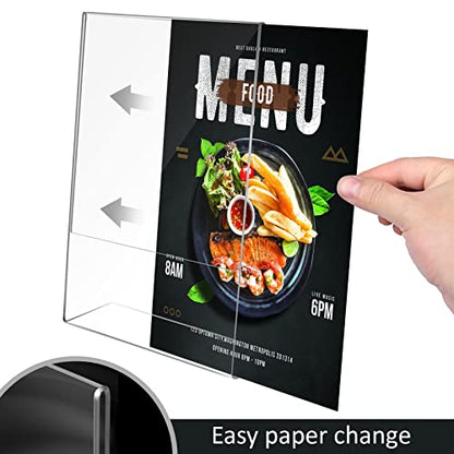 8.5x11 Inches Acrylic Sign Slant Back Holder, Plastic Display Stand,Brochure Holder, Table Top Sign Holder For Office, Home, Store, Restaurant (4pack)