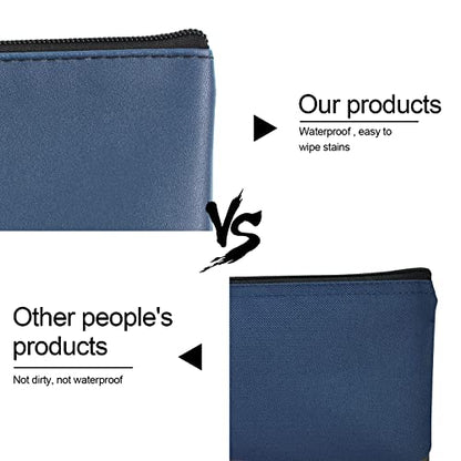 2 Pieces Money Bags with Zipper, 11x6.1 inch Money Pouch, Bank Bag, Cash Bag, Check Wallet, Cosmetics(navy) - color: Blue, size: 2 Pieces