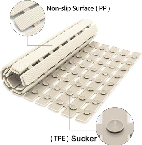 BEMISO Shower Mat Non Slip Bathtub Mat 27.5 x 15.7 Inch Bath Mat for Tub - color: Beige, size: 27.5 x 15.7 inches