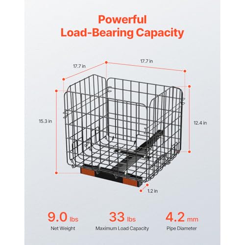 Happybuy Scooter Rear Basket, Folding Heavy - Duty Metal Wire Cargo Basket, Fits 1 - inch Receiver, Compatible with Most Golden, Drive & Pride Mobility Scooters