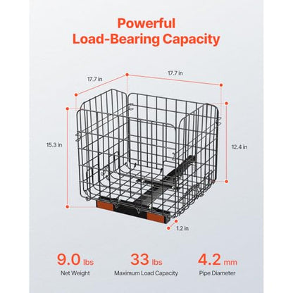 Happybuy Scooter Rear Basket, Folding Heavy - Duty Metal Wire Cargo Basket, Fits 1 - inch Receiver, Compatible with Most Golden, Drive & Pride Mobility Scooters