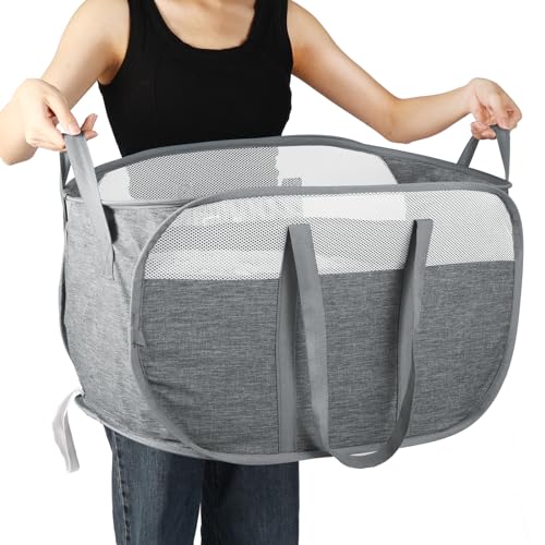 Collapsible Laundry Baskets, Tear Proof Pop Up Laundry Hamper with Dual Handles, Durable Foldable Laundry Basket, Easy to Carry Laundry Hamper for Home, Laundry Room, Bedroom, Dorm, Travel Grey - color: 82L-1x-Gray