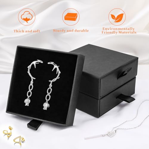 Jewelry Gift Boxes, 5 Pack 3.5x3.5x1.18 inch Small Jewelry Boxes, Small Gift Box for Necklaces Bracelet Earring Ring Gift packaging(Black) - color: Black1