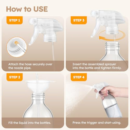 Tecohouse 360° 16 OZ Clear Glass Spray Bottles 2 Pack - color: Clear