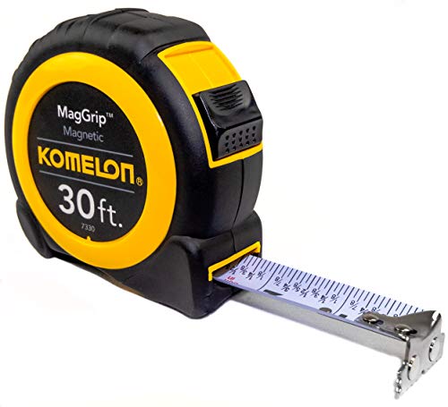 Komelon 7330; 30' x 1" Magnetic Neo MagGrip Tape Measure, Yellow/Black, 30-Feet - size: 9.1 m