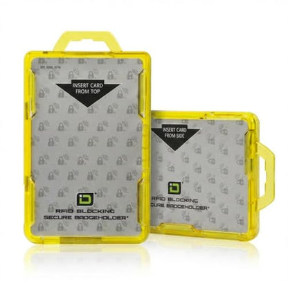 ID Stronghold - Pack of 5 - RFID Blocking Secure Badge Holder - Duolite 2 Card ID Holder - Poly Carbonate - Heavy Duty Plastic ID Badge Holder - USA Molded and Assembled - FIPS 201 Approved - Yellow - color: Yellow, size: 5 - Pack