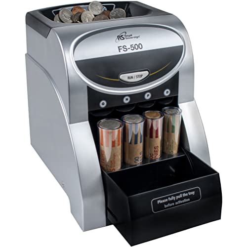 Royal Sovereign USD Coin Sorter with Anti-Jam Technology and Coin Wrapper Starter Pack, Silver (FS-500)