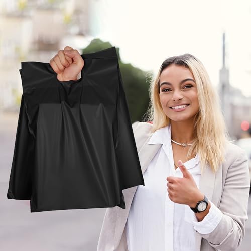 Poly Mailers 10x13 Inch, 25 Pack, Black Self-Seal Handle Bags - color: Handleblack, size: 10x13 Inch 25 Pcs