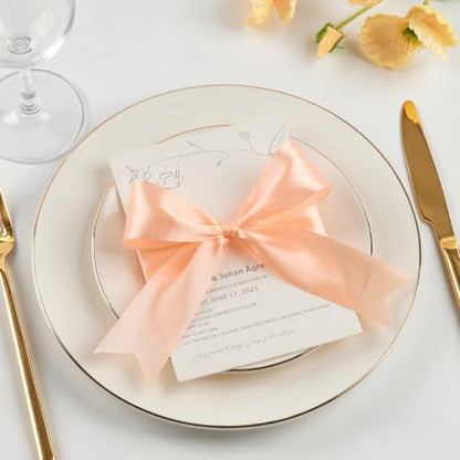 Mauproy Peach Satin Ribbon, 1-1/2 Inch, 50 Yards - color: Peach