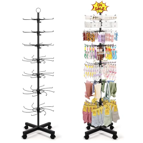 Flenpptly Retail Display Stand, 7-Tier Rotating Display Rack, Black - color: 7-Tier Black