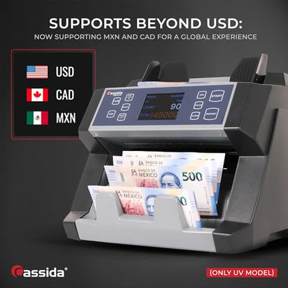 Cassida Money Bill Counter I Business Grade I 1,400 Notes/Min I 6600 UV - size: Medium (6600 Uv)