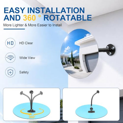 12" Frameless Convex Mirror with 360° Adjustable View - size: 12IN X