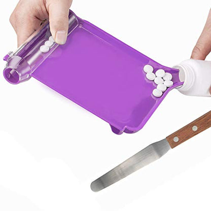 Medarchitect Pill Counting Tray with Wood-Handle Spatula, Purple