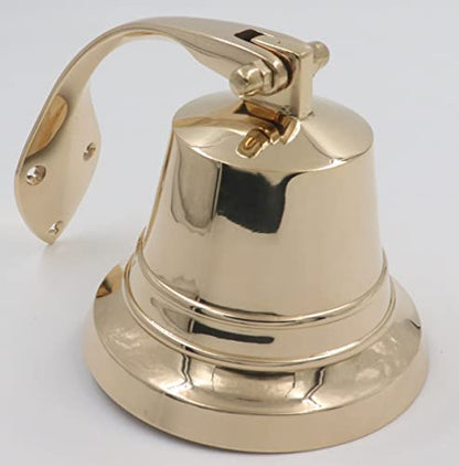 The Metal Magician Nautical Hanging Wall Mountable 4" Solid Brass Ship Bell - color: Solid Brass, size: 4"