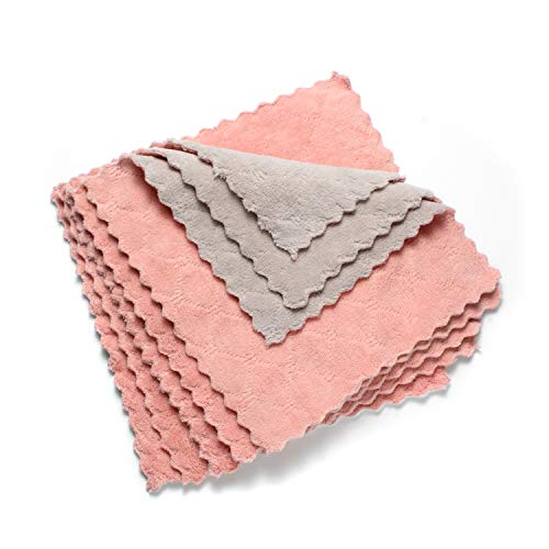 kimteny Microfiber Dish Cloths for Washing Dishes 5 Pack, Pink-Grey - color: Pink-grey