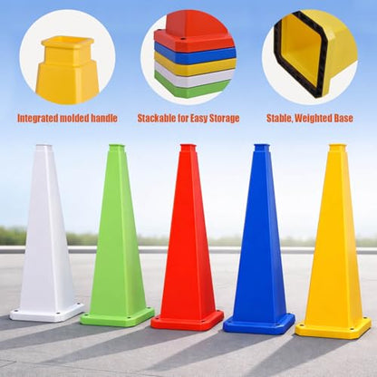 36" 3-Pack Blank Safety Cones - Heavy Base for DIY Signage - color: Blank/Yellow, size: 36inch