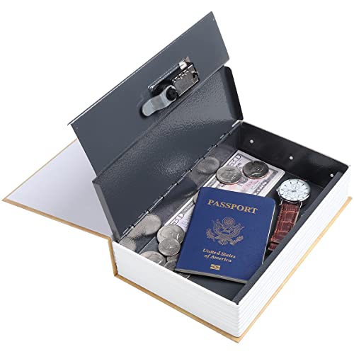 Decaller Book Safe with Combination Lock, Diversion Hidden Secret Metal Lock Box for Home Security, Money & Jewelry, 9.5" x 6.2" x 2.2", Paris - color: Paris, size: Combination Lock