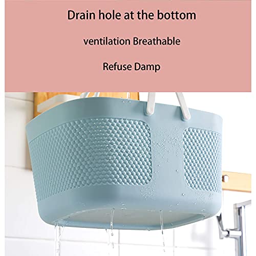 rejomiik Portable Plastic Shower Caddy Basket Organizer with Handles, Blue - color: Blue