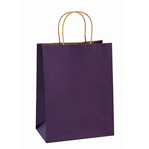 BagDream Medium Gift Bags with Handles 8x4.25x10.5 Inch Purple 100 Pcs Bulk - color: Purple