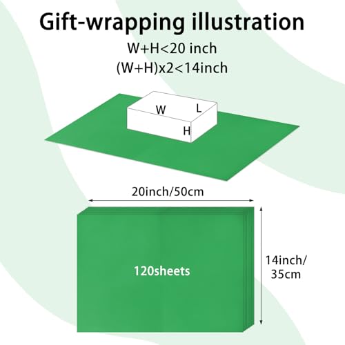 120 Sheets 14 x 20 Inch Green Tissue Paper for Gift Bag Wrapping - color: Green