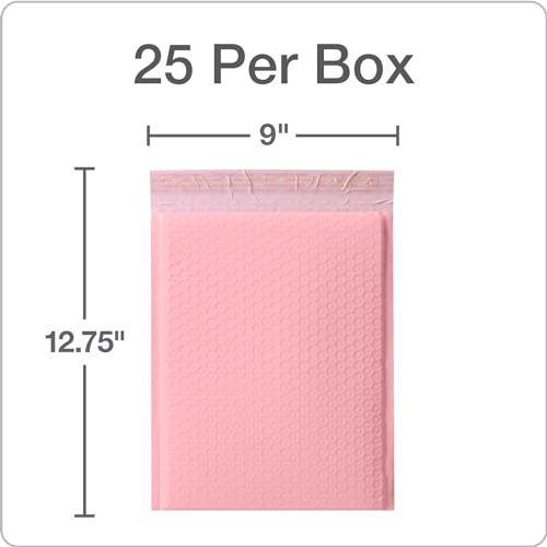 Quality Park Bubble Mailers, 8.5 x 11, Light Pink Poly Mailers, Padded Envelopes, Shipping Bags, Water Resistant, Self Seal, 25 Per Box (QUA85908) (Pack of 4) - color: Light Pink, size: (Pack of 4)