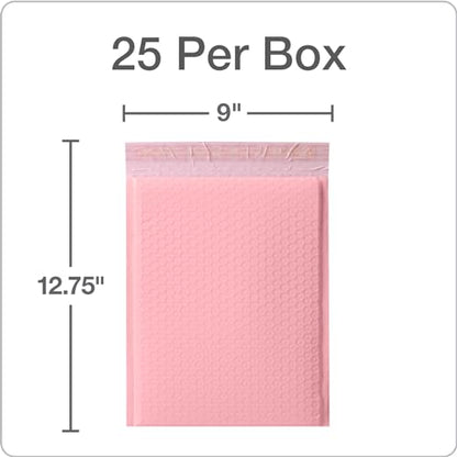 Quality Park Bubble Mailers, 8.5 x 11, Light Pink Poly Mailers, Padded Envelopes, Shipping Bags, Water Resistant, Self Seal, 25 Per Box (QUA85908) (Pack of 4) - color: Light Pink, size: (Pack of 4)