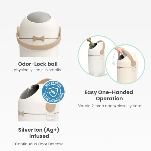 iTouchless Odor-Block Dog Poop Can, 4 Gal Ag+ Silver Ion Trash Bin, Ivory - color: Matte White / Ivory