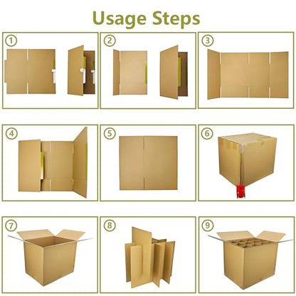 3 Sets Moving Boxes Packing Boxes Divider Kits,16 x 12 x 13 Inch Glassware Dish Packing Box Kitchen Moving Box Corrugate Dividers with 36 Pcs Foam Pouches,1 Pcs Tape Rolls with Dispenser - size: 16x12x13In-Wine Packaging