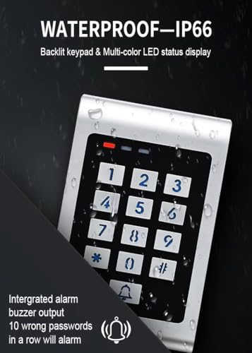 Smart WiFi Metal Outdoor Keypad RFID Access Controller with Tuya Phone App Remote Control 600lbs Magnetic Lock Push Exit Button Commercial WiFi Access Control System - style: Metal Waterproof Keypad