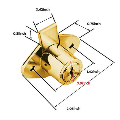 XIEHE 801 Office Furniture Desk Drawer Lock Cabinet Door Locker with 4 Keys 7/8 in. Outside Diameter (2 Packs, Gold, keyed alike2) - color: Gold, 2PACK, size: 801 Keyed alike
