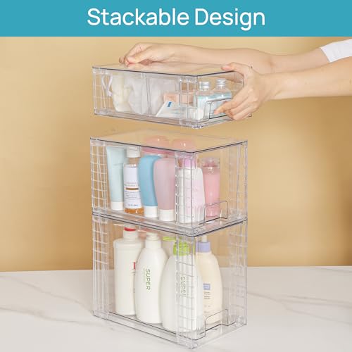 Vtopmart Clear Stackable Storage Drawers, 6 Pack Tall Organizer Set - style: 2 Large+2 Medium+2 Small