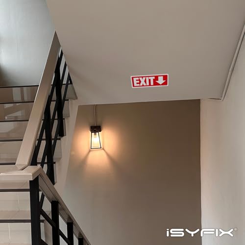 iSYFIX Exit Signs 6 Pack 12x4 Inch with Directional Down Arrows - color: Metal Down, size: 6 Pk 12x4