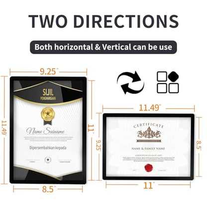 Wall-Mounted Sign Holder 8.5x11, Self-Adhesive Horizontal and Vertical - color: Black