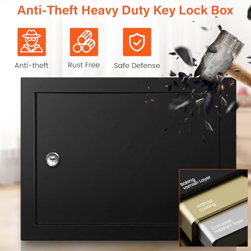 Nebakne 50 Keys Key Cabinet with Drop Slot - color: Black, size: 50 Key Hook