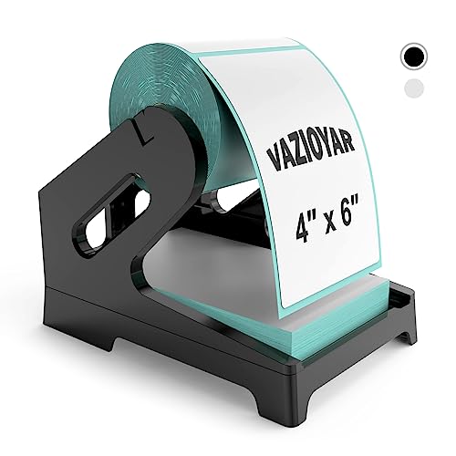 Thermal Label Holder for Rolls and Fan-Fold Labels, Sticker Roll Holder Work with Desktop Label Printer, Label Stand Shipping Supplies for Home Office(Black) - color: Black