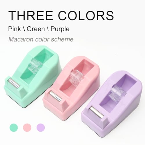 Desktop Tape Dispenser Heavy Duty Desk Accessories Floral Office Tape Dispensers, Weighted Non-Skid Base, Macaron Green - color: Macaron Green