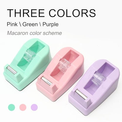 Desktop Tape Dispenser Heavy Duty Desk Accessories Floral Office Tape Dispensers, Weighted Non-Skid Base, Macaron Green - color: Macaron Green