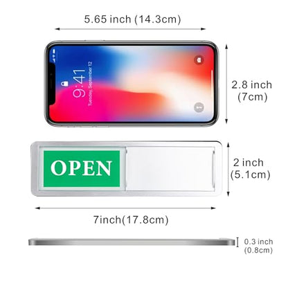 Open Closed Sliding Door Sign for Business, Open Closed Privacy Slider Sign - color: Silver Open Closed