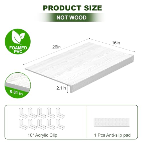Wire Shelf Cover, PVC Wire Rack Covers for Pantry 26" W X 16" D - color: White, size: 26" W X 16" D